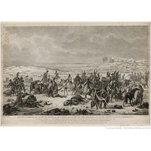 Rare, antique map of The Napoleonic Wars. French and Russian battle at Preussisch-Eylau.