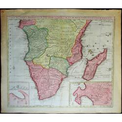 Carte de l'Afrique meridionale ou pays entre la ligne & le cap de Bonne Esperance et l'Isle de Madagascar.