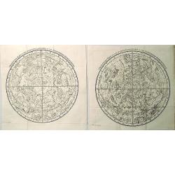 Celestial Map of the Constellations in the Northern & Southern Hemispheres (2 Maps).