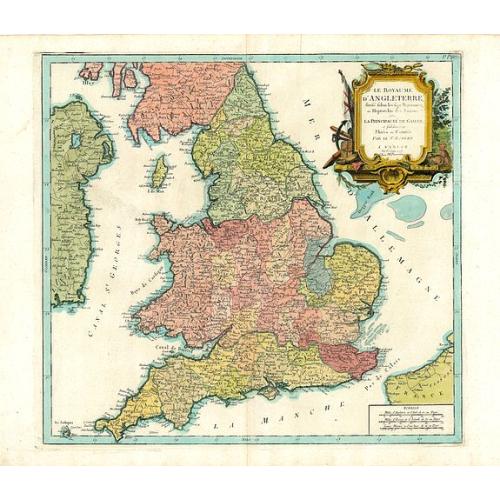 Old map image download for Le Royaume d'Angleterre divisé selon les sept Royaumes.