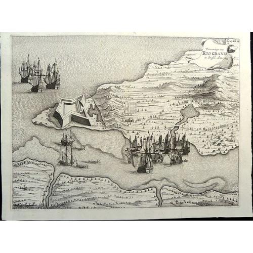 Old map image download for Veroveringe van Rio Grande in Brasil. Anno 1633 Northern Brazil.