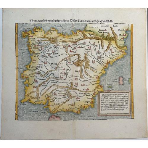 Old map image download for Hispania nach aller seiner gelegenheit, in Bergen, Wassern, Stetten, Volckern, Künigreichen und Inseln.