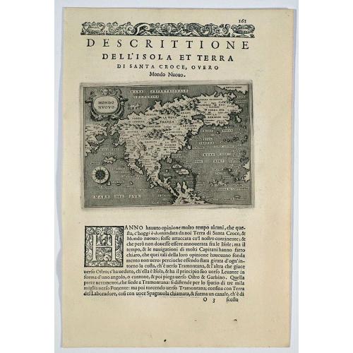 Old map image download for Descrittione dell' isola et terra di Santa Croce, overo Mondo Nuovo.