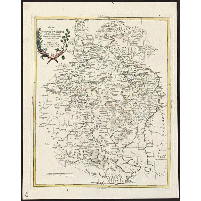 Governi di Moscovia E Woronez colle loro Provincie Nella Russia Europae.