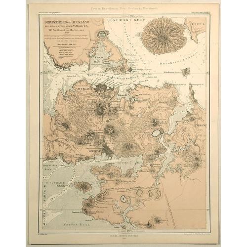 Old map image download for Der Isthmus von Auckland Mit Seinen Erloschenen Vulkanegein.