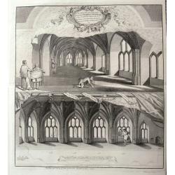 [2 prints] The inside perspective view of the under Chappel... / A view of the west front of the Chappel...