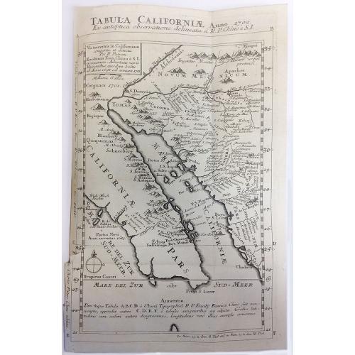 Tabula Californiae Anno 1702 ex Autoptica Observatione Delineata a R.P. Chino e S.I.