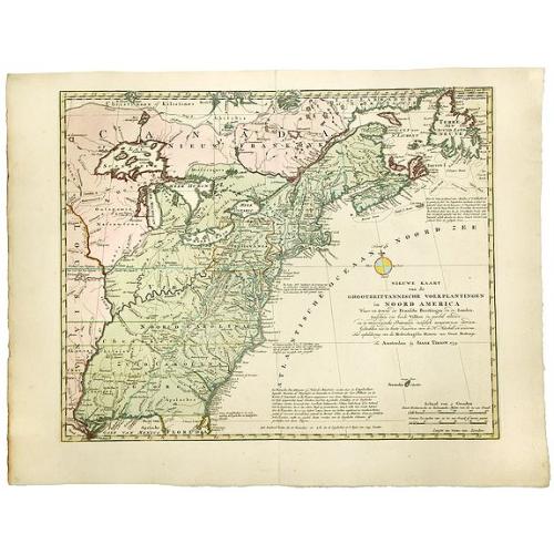 Old map image download for NIEUWE KAART van de GROOTBRITTANNISCHE VOLKPLANTINGEN in NOORD AMERICA.
