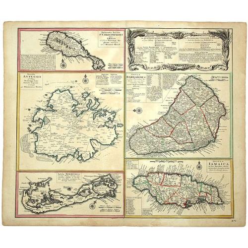 Old map image download for DOMINIA ANGLORUM in praecupuis Insulis AMERICAE ut sunt Insula S. CHRISTOPHORI, ANTEGOA, IAMAICA, BARBADOS, Insulae BERMUDES vel SOMMERS.
