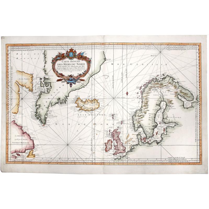CARTE REDUITE DES MERS DU NORD. Pour serive aux Vaisseaux du Roy.