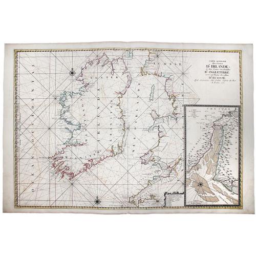 Old map image download for Carte Generale des Costes D'IRLANDE, et des Costes Occidentales D' ANGLETERRE avec une Partie de celles D' ECOSSE.