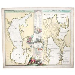 Caspian Sea+Kamtchatka.-Geographica Nova... MARE CASPIUM altera Kamtzadaliam seu Terram Jedso curiote exhibet.