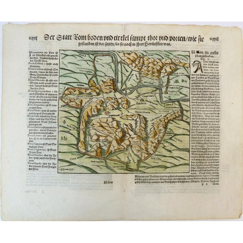 Der Statt Rom boden und circkel sampt thor vnnd porten, wie sie gestanden ist vor zeiten, do sie noch in ihrer herrlichkeit was.