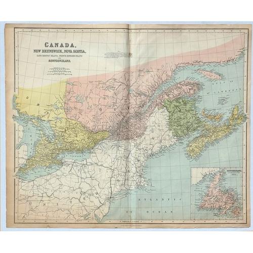 Old map image download for Canada, New Brunswick, Nova Scotia, Cape Breton Island, Prince Edward Island and Newfoundland.