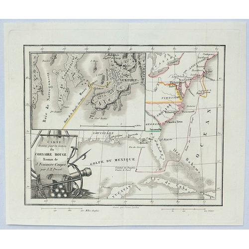 Old map image download for Carte Dressee pour la Lecture du Corsaire Rouge Roman de J. Fenimore Cooper.