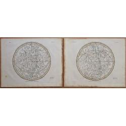 Stereographic Projection of the Southern Celestial Hemisphere on the Plane of the Equinoctial - Stereographic Projection of the Northern Celestial Hemisphere on the Plane of the Equinoctial.