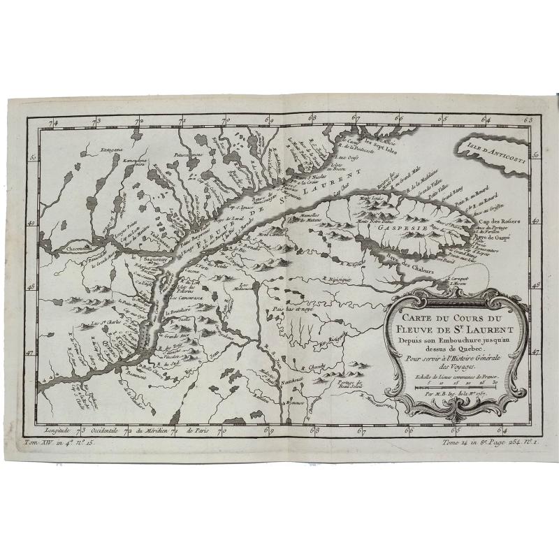 Carte du Cours du Fleuve de St. Laurent Depuis son Embouchure Jusqu'au Dessus de Quebec.
