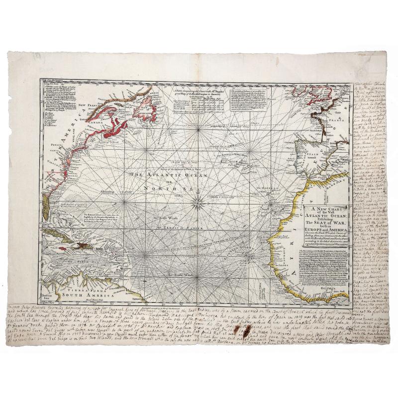 A NEW CHART of the Vast ATLANTIC OCEAN, Exhibiting The SEAT of WAR, both in EUROPE and AMERICA.[Popple]