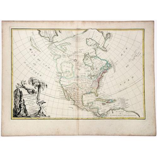 Old map image download for L' AMERIQUE SEPTENTRIONALE divisee en les principaux ETATS.[Great western sea, First State]