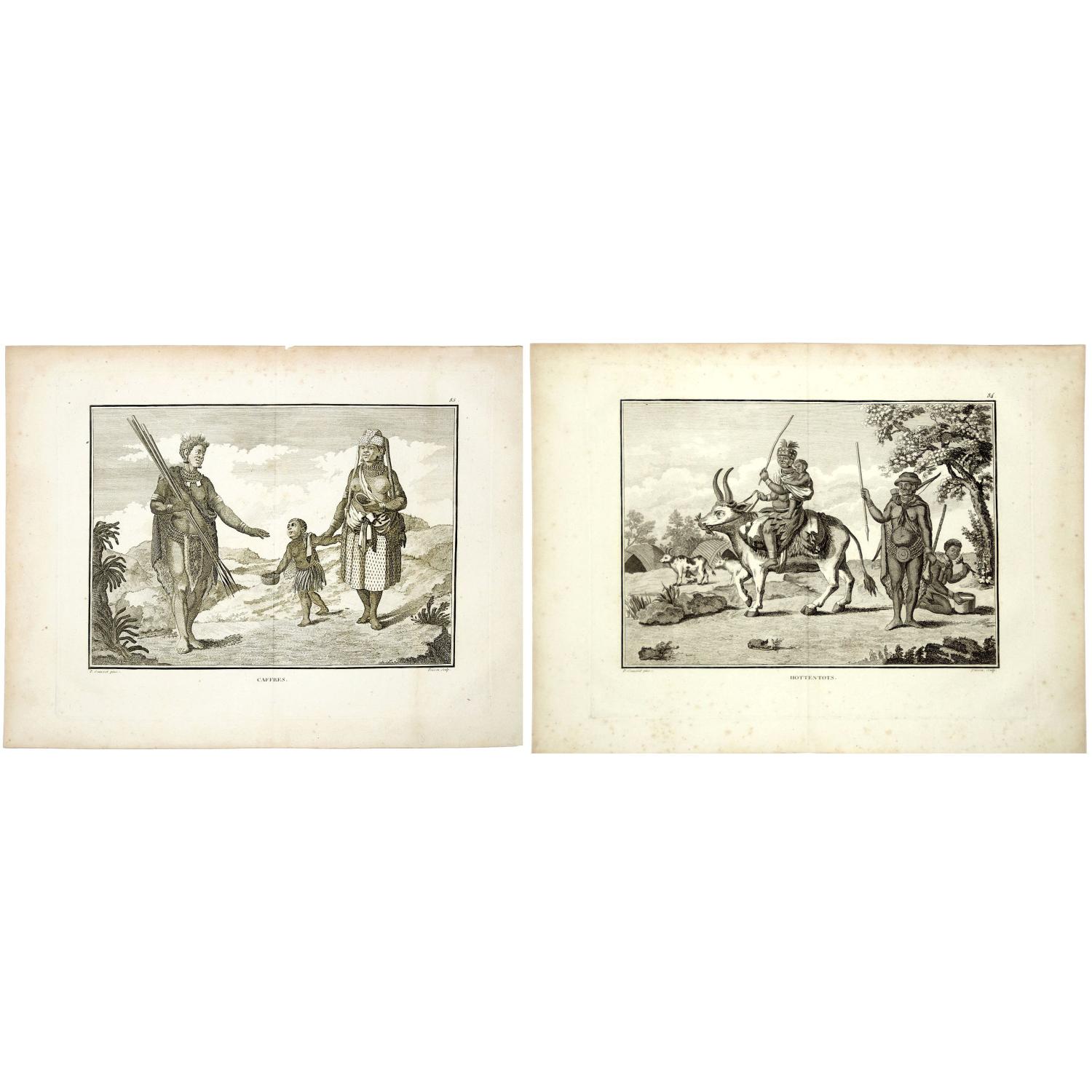 Hottentots. / Caffres. (A pair of costume plates of Cape of Good Hope)