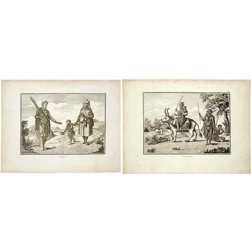 Old map image download for Hottentots. / Caffres. (A pair of costume plates of Cape of Good Hope)