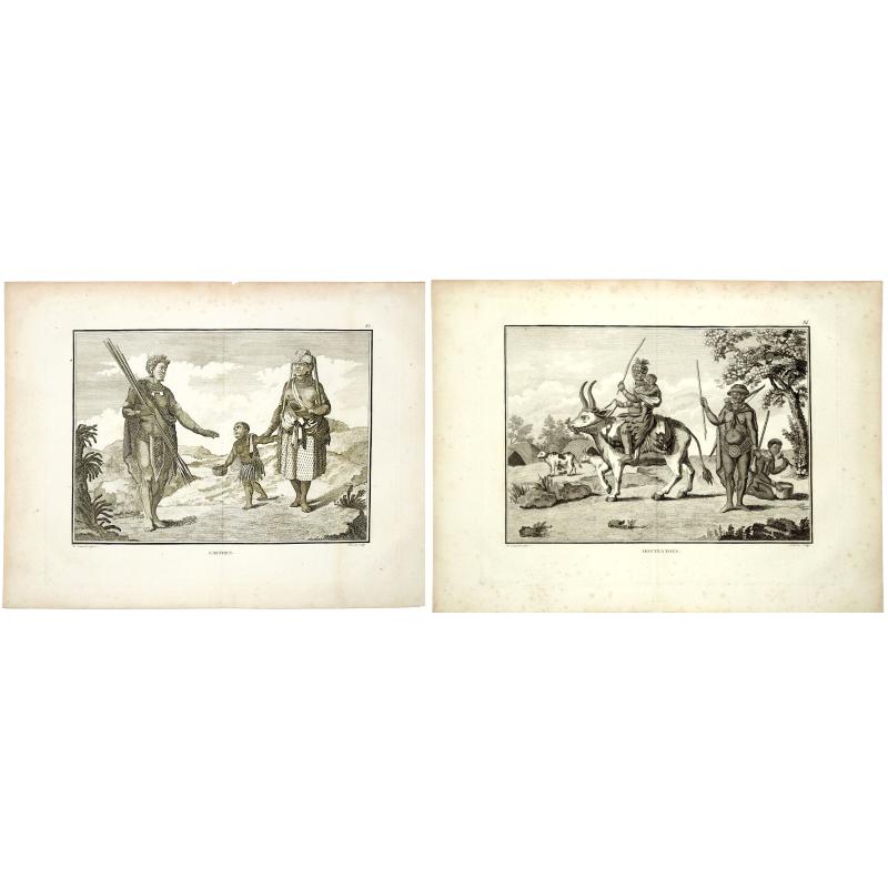 Hottentots. / Caffres. (A pair of costume plates of Cape of Good Hope)