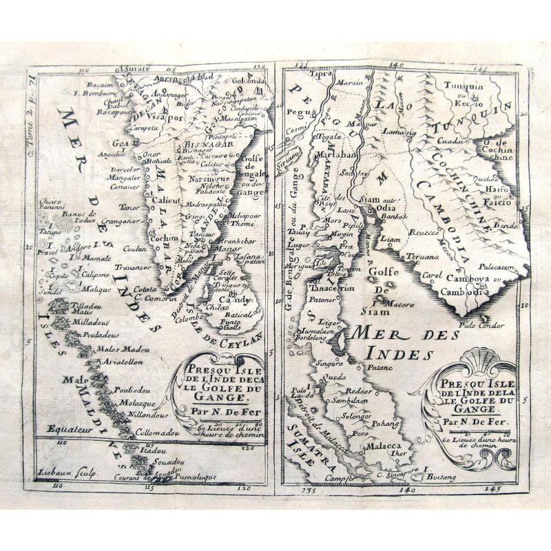 Presqu'isle de l'Inde decale Golfe du Gange. & Presqu'isle de l'Inde dela le Golfe du Gange.