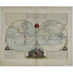 MAPPE-MONDE pour connoitre les progrès & les conquestes les plus Remarquables des Provinces-Unies...