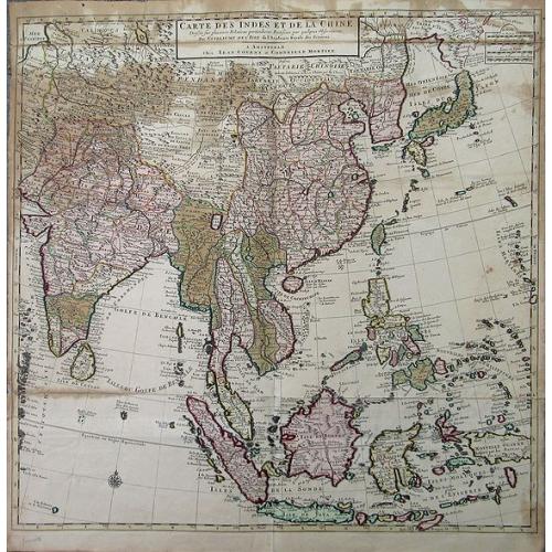 Old map image download for Carte Des Indes et de la Chine Dressee sur plusieurs Relations particulieres Rectifees par quelques Observations Par Guillaume De L'Isle. . . 