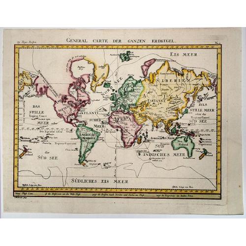 Old map image download for GENERAL CARTE DER GANZEN ERDKUGEL (German map of World)