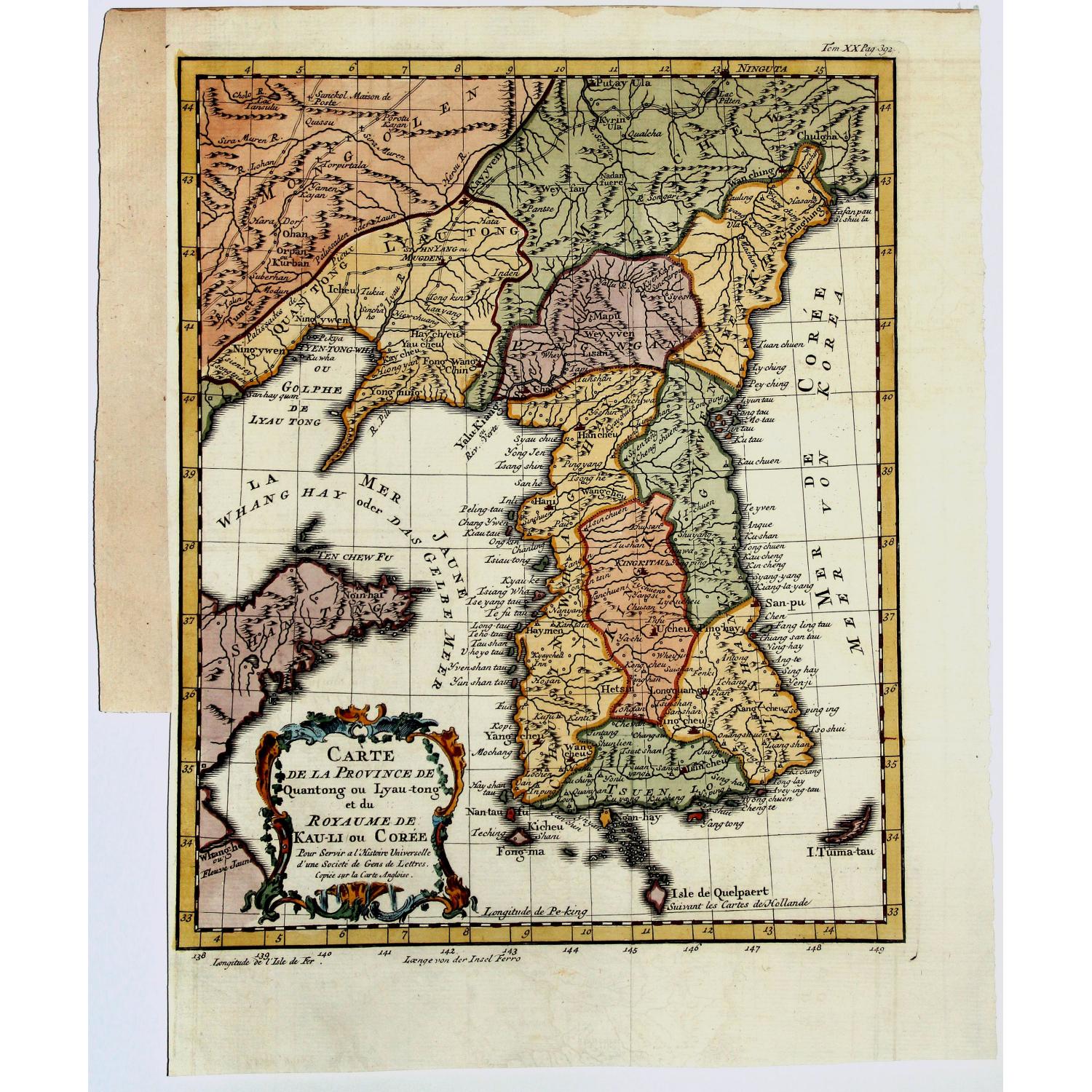 Carte de la Province de Quantong ou Lyau tong et du Royaume de KAU-LI ou COREE