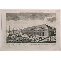 A View of the Exchange and the Warehouses at Petersburg in Russia.