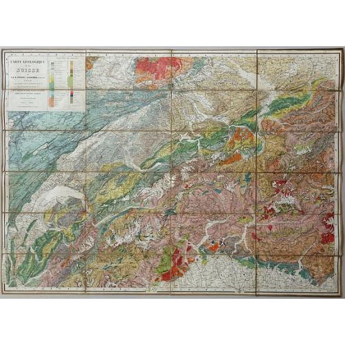 Old map image download for Carte Geologique de la Suisse de M.M.B. Studer et A. Escher von der Linth. 2nd Edition revue et corrigée d'après les publications récentes et les communications des auteurs et de M.M. v. Fritsch, Gilleron, Jaccard, Kaufmann, Mösch, Müller, Stoppani, Théob