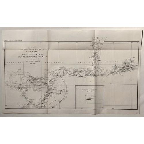 Sketch Showing Progress of Surveys on the Gulf Coast Lake Pontchartrain, Mobile and Pensacola Bays.