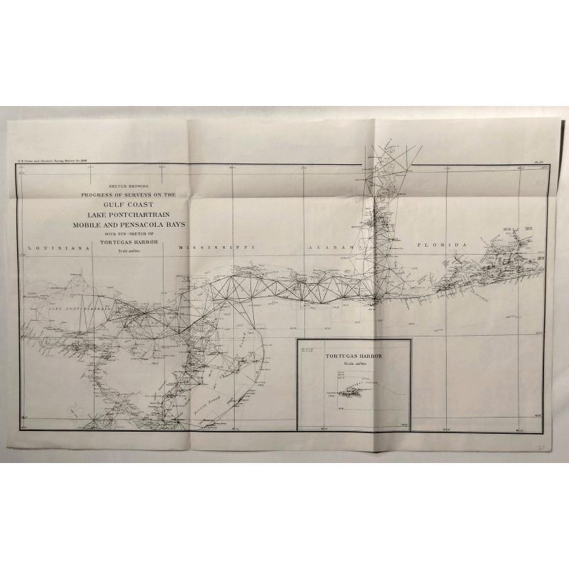 Sketch Showing Progress of Surveys on the Gulf Coast Lake Pontchartrain, Mobile and Pensacola Bays.