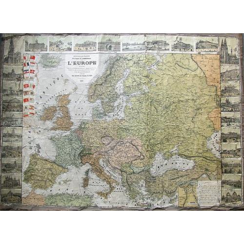 Old map image download for Nouvelle carte politique et commerciale de l'Europe indiquant toutes les communications maritimes, chemins de fer, et les changements des nouvelles limites des Etats d'Orient.