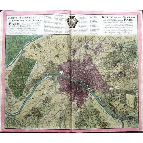 Old map image download for Carte Topographique des Environs & du Plan de Paris levée par Msr. l'Abbé Delagrive & copiée selon l'original Parisien. . . 