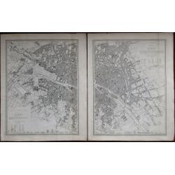 [2 x maps] Western Division of Paris. Containing the Quartiers and Eastern Division of Paris. Containing the Quartiers. 