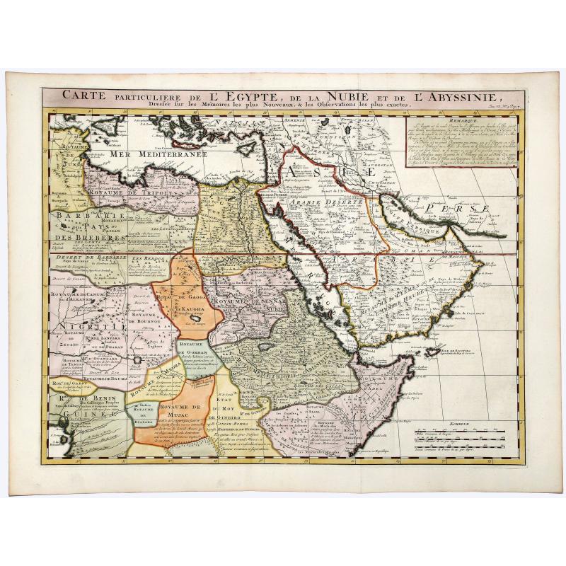 CARTE Particuliere de L' EGYPTE, de la NUBIE, et de L' ABYYSSINIE.