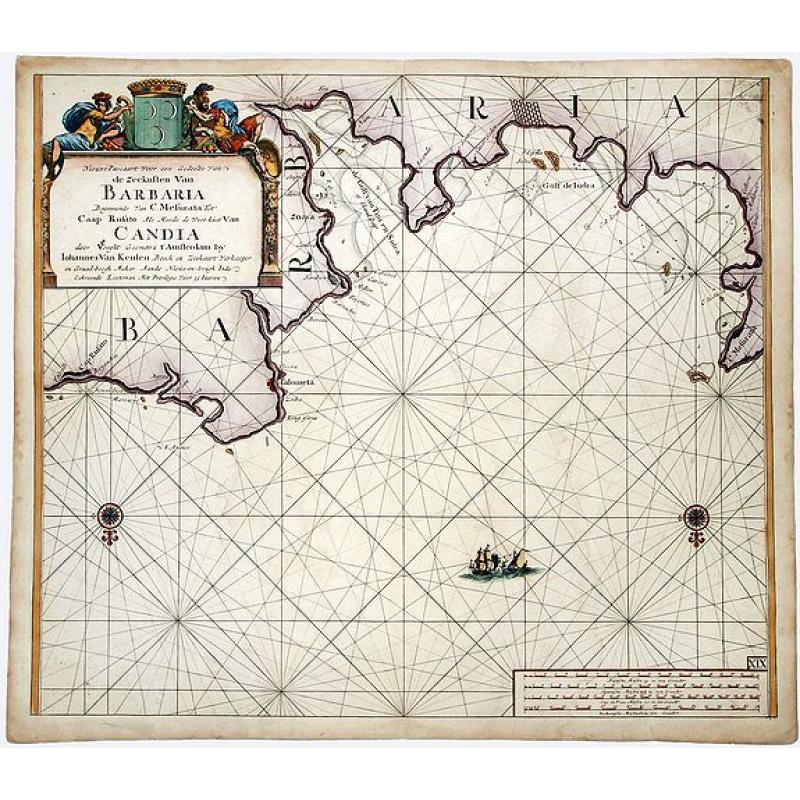 [Libya] Nieuwe Pascaart voor een Gedeelte van de Zeekusten Van BARBARIA. Beginnende Van C. Mesurata Tot Caap Rusato Als Meede de West-kust van CANDIA. . .