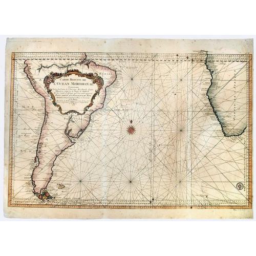 Old map image download for Carte Reduite de L' OCEAN MERIDIONAL Contenant Toutes les Costes de l' Amerique Meridionale. . .