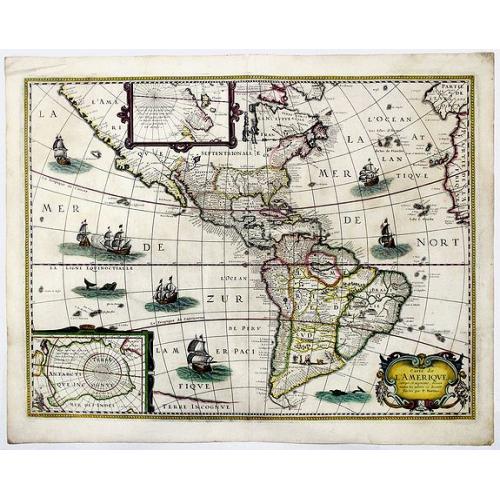 Old map image download for Carte de L'AMERIQUE Corrigee, et augmentee dessus toutes les aultres cy devant faictes par P. Bertius.
