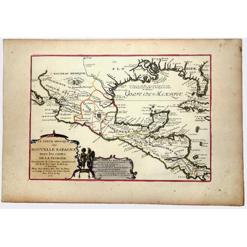 Le Vieux Mexique ou NOUVELLE ESPAGNE avec les costes DE LA FLORIDE.[1st edition]