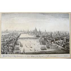 A General View of the City of London, next the River Thames | Vue Generale de la Ville de Londres, du côté de la Tamise.