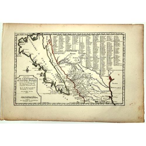 Cette Carte DE CALIFORNIE et DU NOUVEAU MEXIQUE.[Rare 1st edition!]