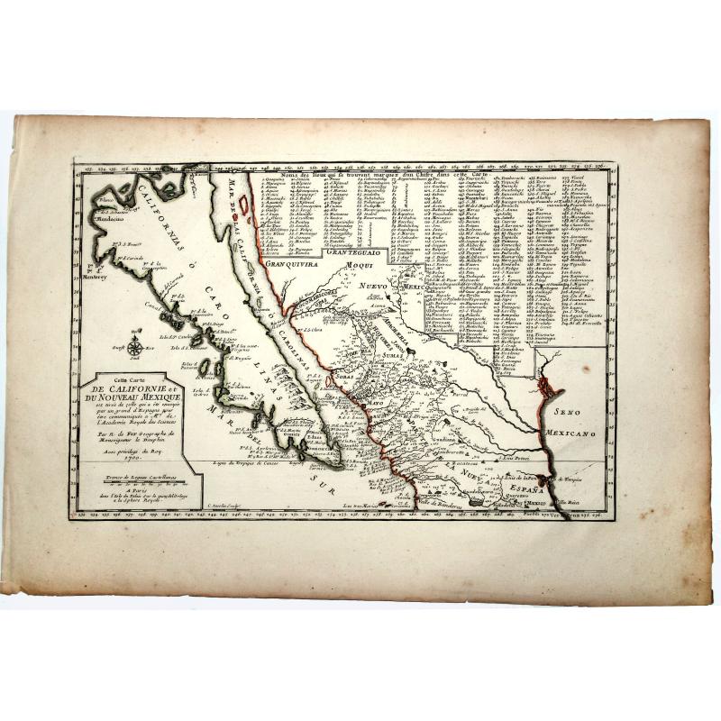 Cette Carte DE CALIFORNIE et DU NOUVEAU MEXIQUE.[Rare 1st edition!]