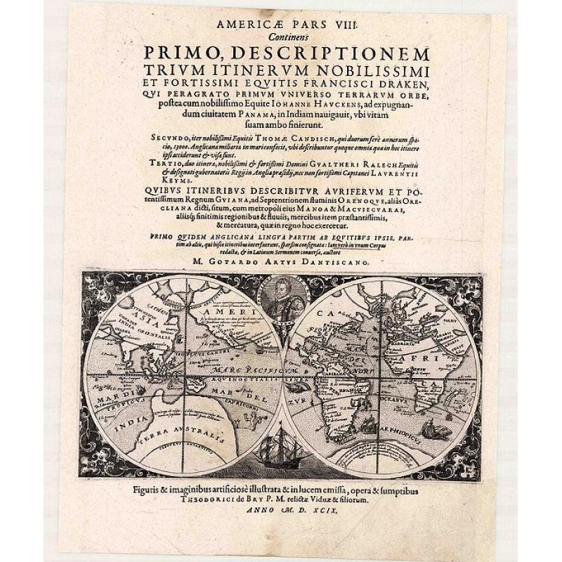 [No Title] - This is the frontispiece of De Bry's work of America Parts VIII.