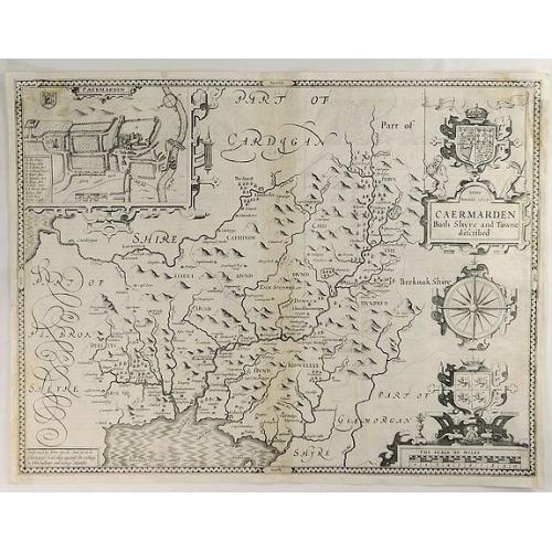 Old map image download for Caermarden both Shyre and Towne Described.