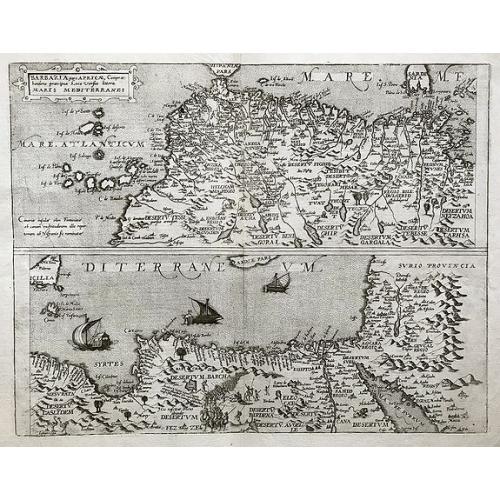 Old map image download for Barbaria pars Africae, Comprae: hendens praecipua Loca versus littoria Maris Mediterranei.