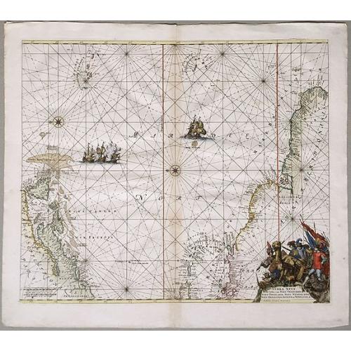Old map image download for Terra Neuf. . . Nieu Vranckryck, Nieu Engeland, Nieu Nederland, Nieu Andalusia, Guiana en Venezuela.